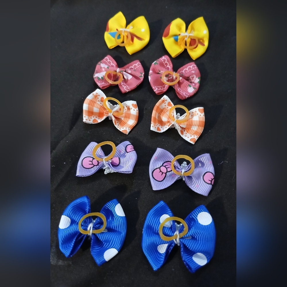 NWT Handcrafted Colorful Small Pet Bows. Pack of 15.
